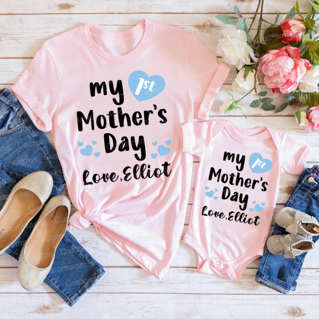 Personalized First Mother's Day Mommy and Baby Outfit | CWFamily49