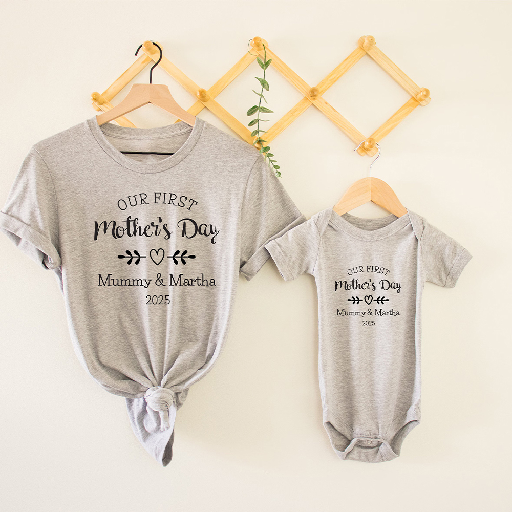 Personalized First Mother's Day Mommy and Baby Outfit | CWFamily50
