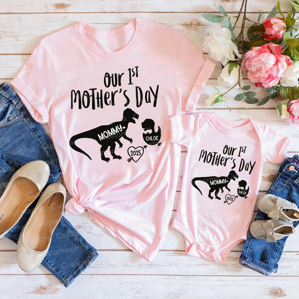 Personalized First Mother's Day Mommy and Baby Outfit | CWFamily55