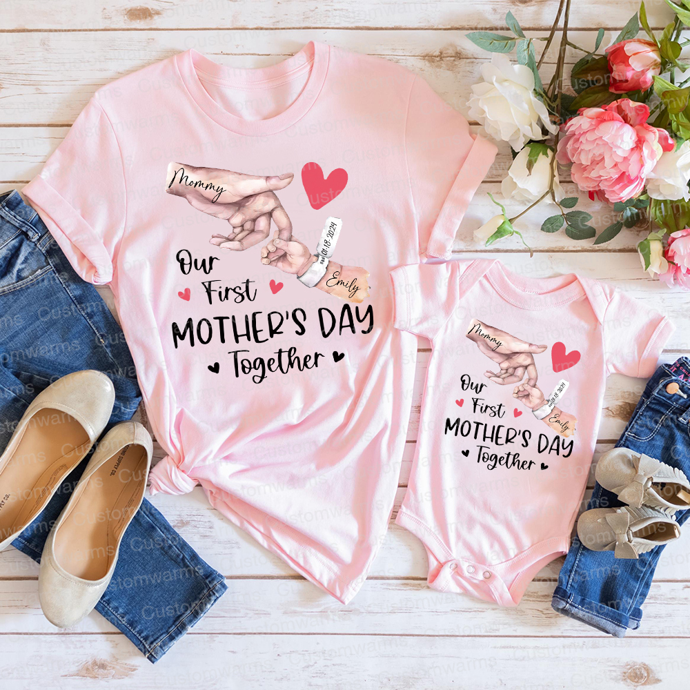 Personalized First Mother's Day Mommy and Baby Outfit | CWFamily57