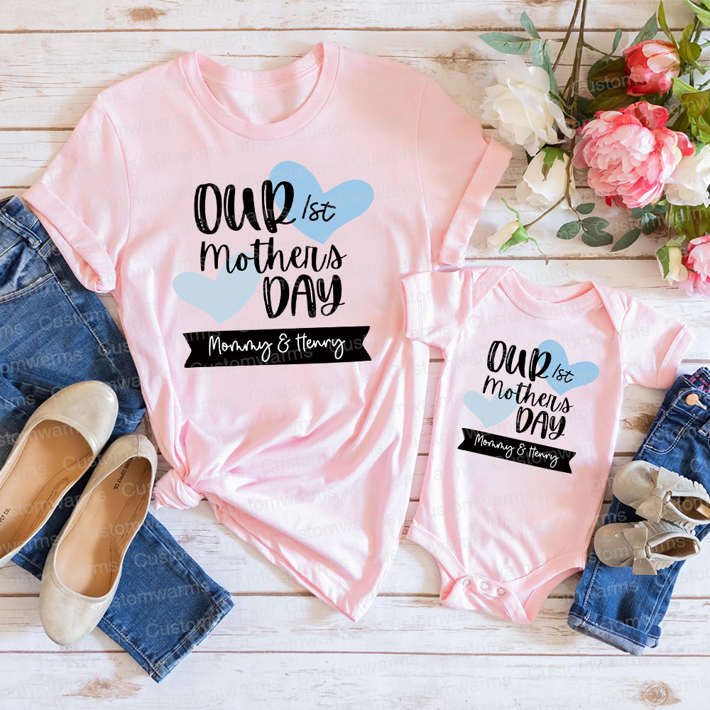Personalized First Mother's Day Mommy and Baby Outfit | CWFamily58