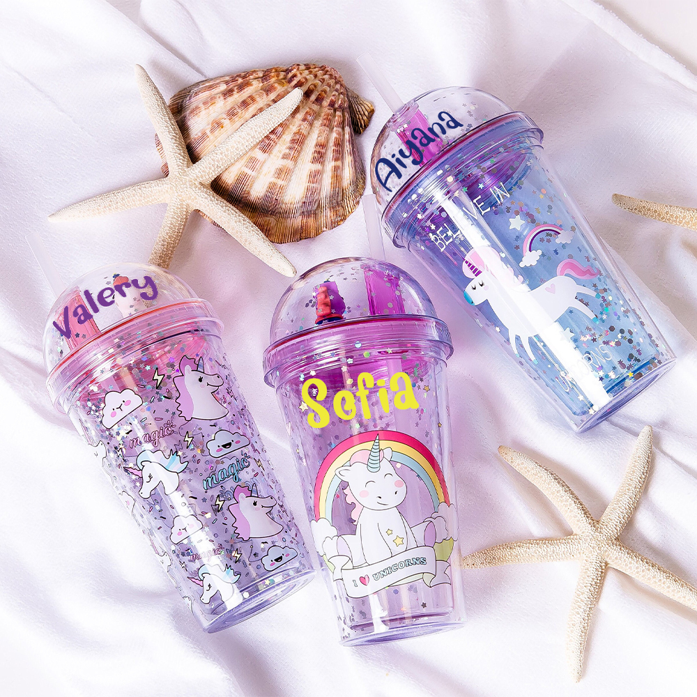 Personalised BPA Free 15oz Kid Unicorn Tumblers Bottles | YouBottle69