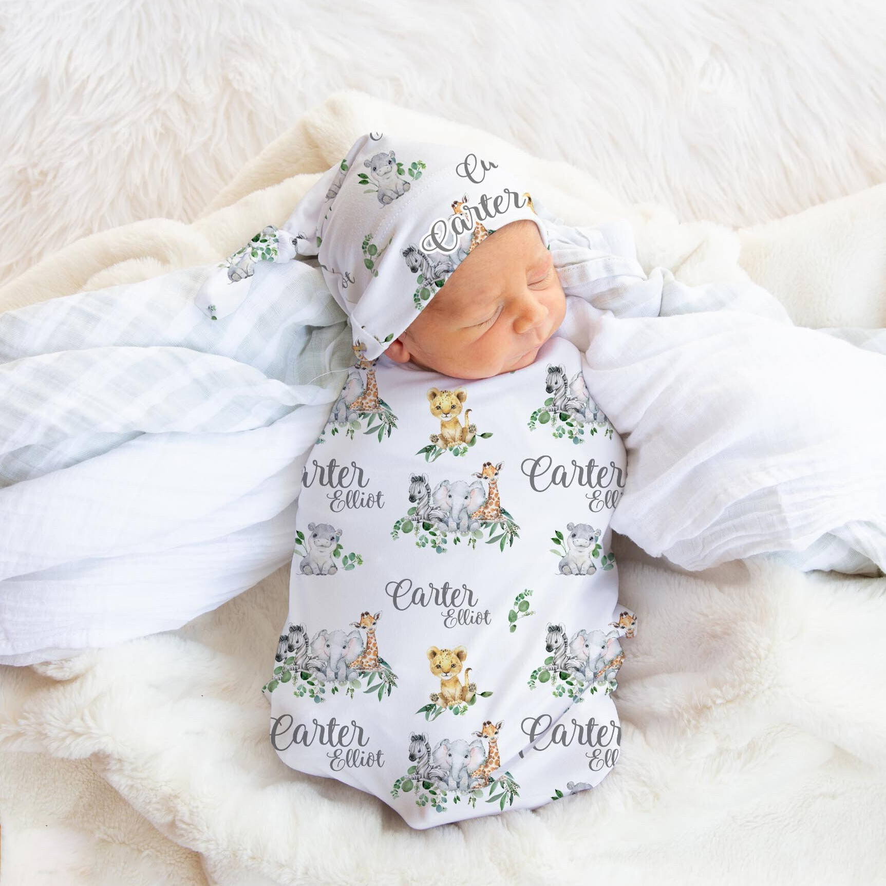 Personalized Baby Swaddle Blanket Set | BBBlanket27