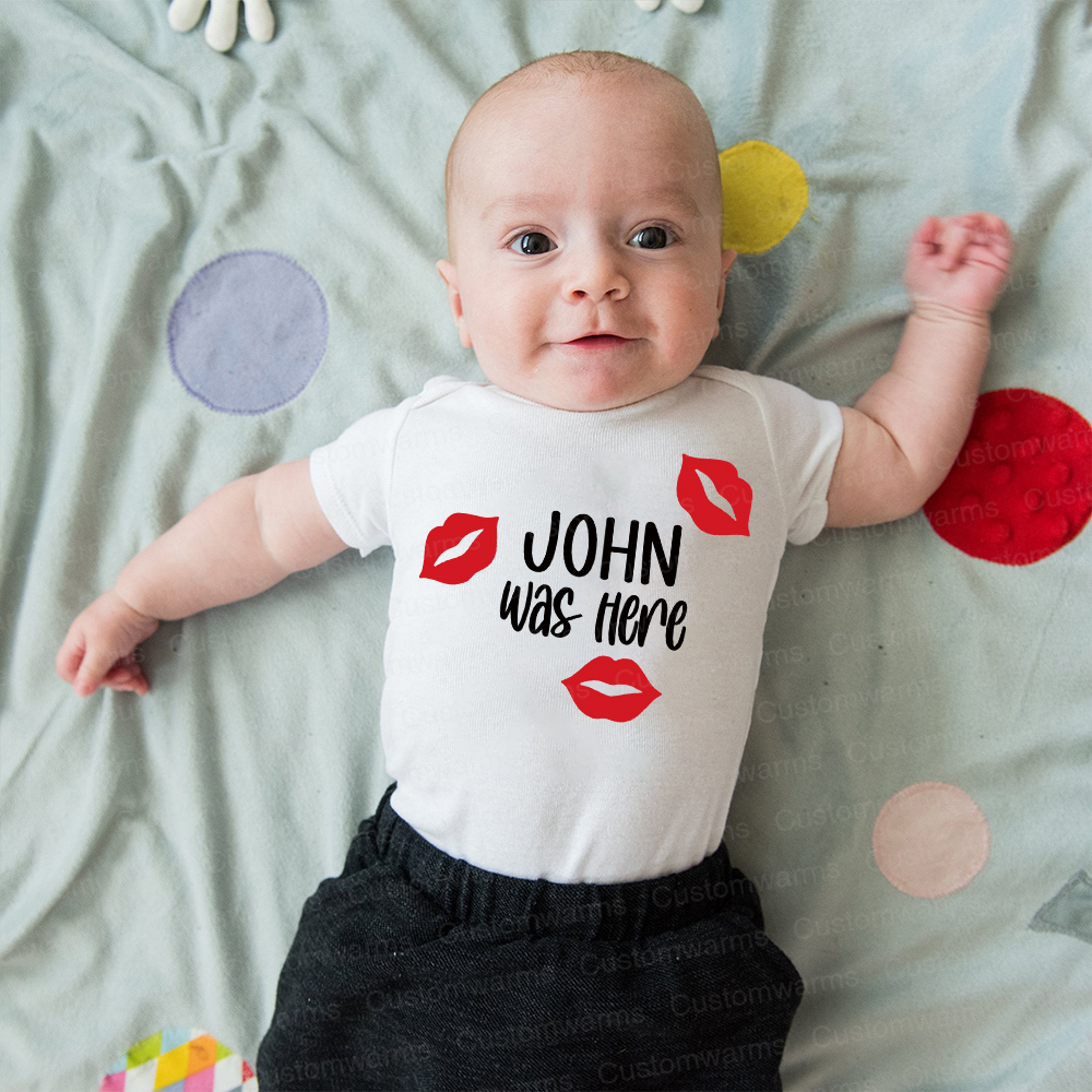 Personalized Baby I Was Here Kisses Romper | CWBaby215