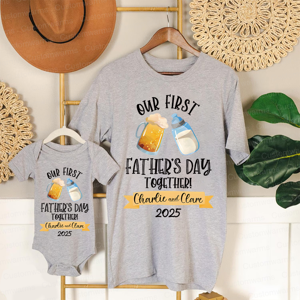 Personalized First Father's Day Daddy and Baby Outfit | CWFamily64