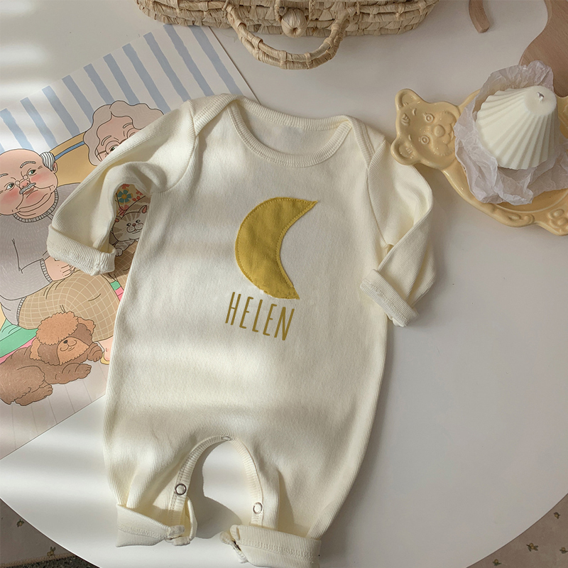 Personalized Kids Cozy Moon Sweatshirt Romper | inRomper10