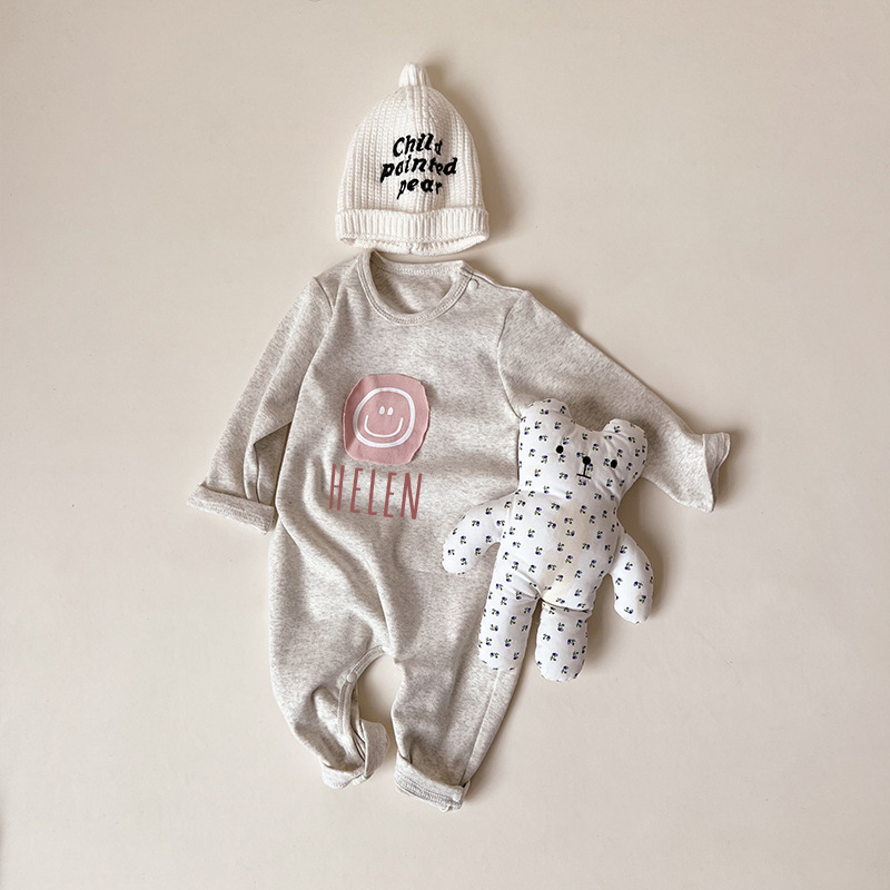 Personalized Kids Cozy Smile Face Sweatshirt Romper | inRomper12