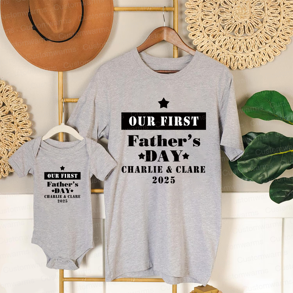 Personalized First Father's Day Daddy and Baby Outfit | CWFamily73