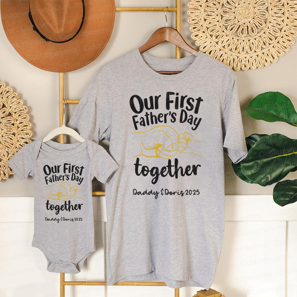 Personalized First Father's Day Daddy and Baby Outfit | CWFamily74