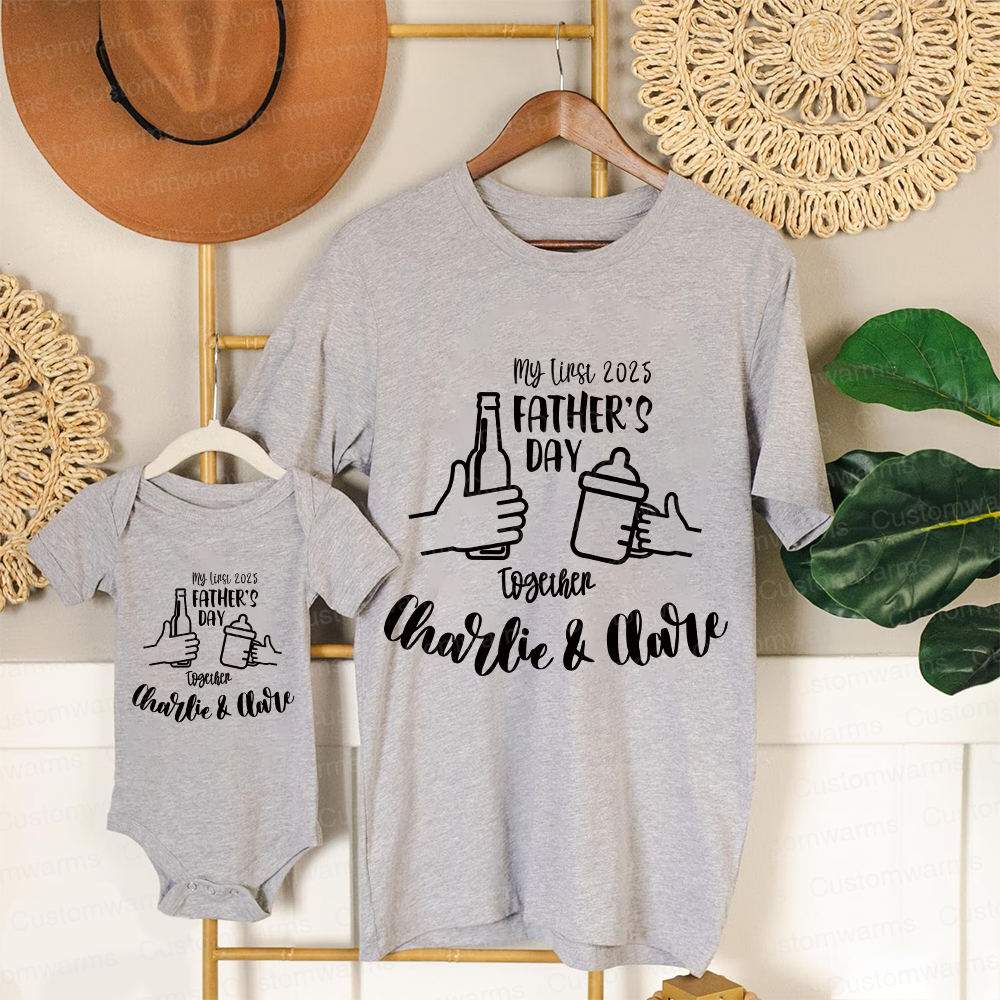 Personalized First Father's Day Daddy and Baby Outfit | CWFamily68