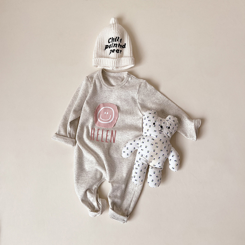 Personalized Kids Cozy Smile Face Sweatshirt Romper | inRomper12