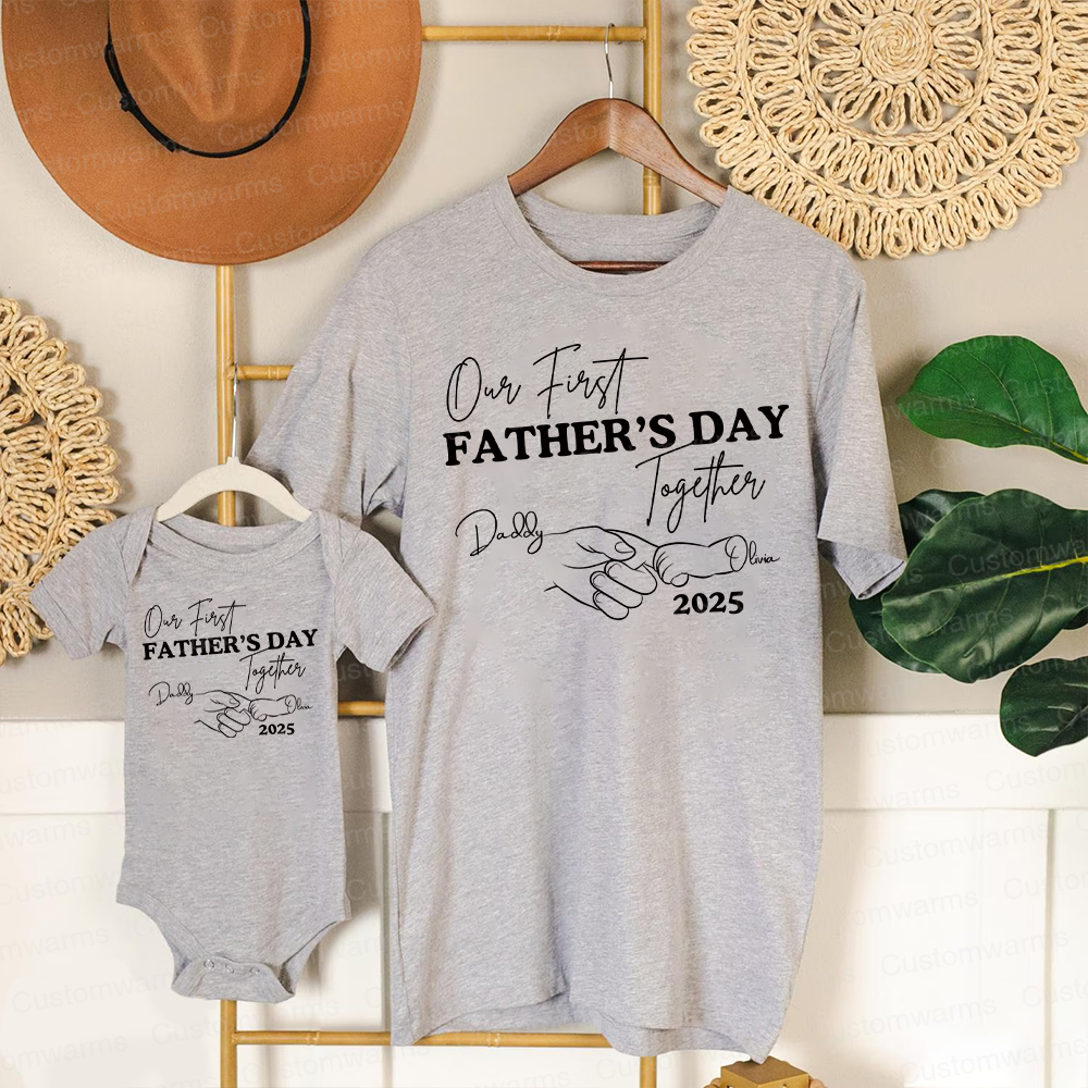 Personalized First Father's Day Daddy and Baby Outfit | CWFamily75