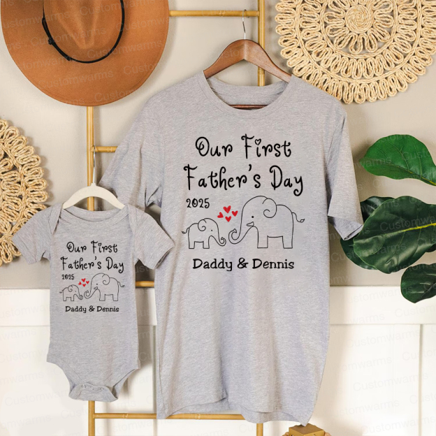 Personalized First Father's Day Daddy and Baby Outfit | CWFamily76