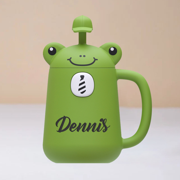 Personalized Silicone Cup with Lid and Straw | KidCup06