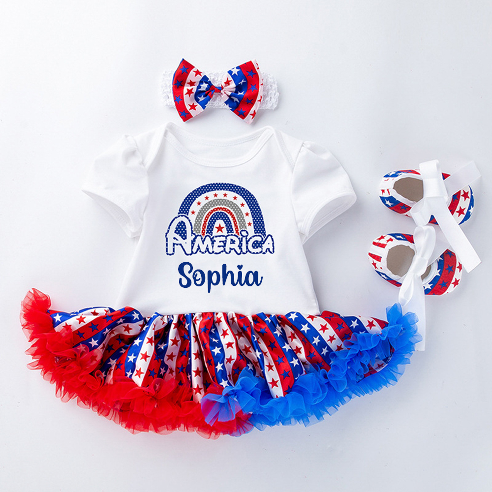 Personalized 4th of July Independence Day 3 Pcs Outfit Set | CWBaby233