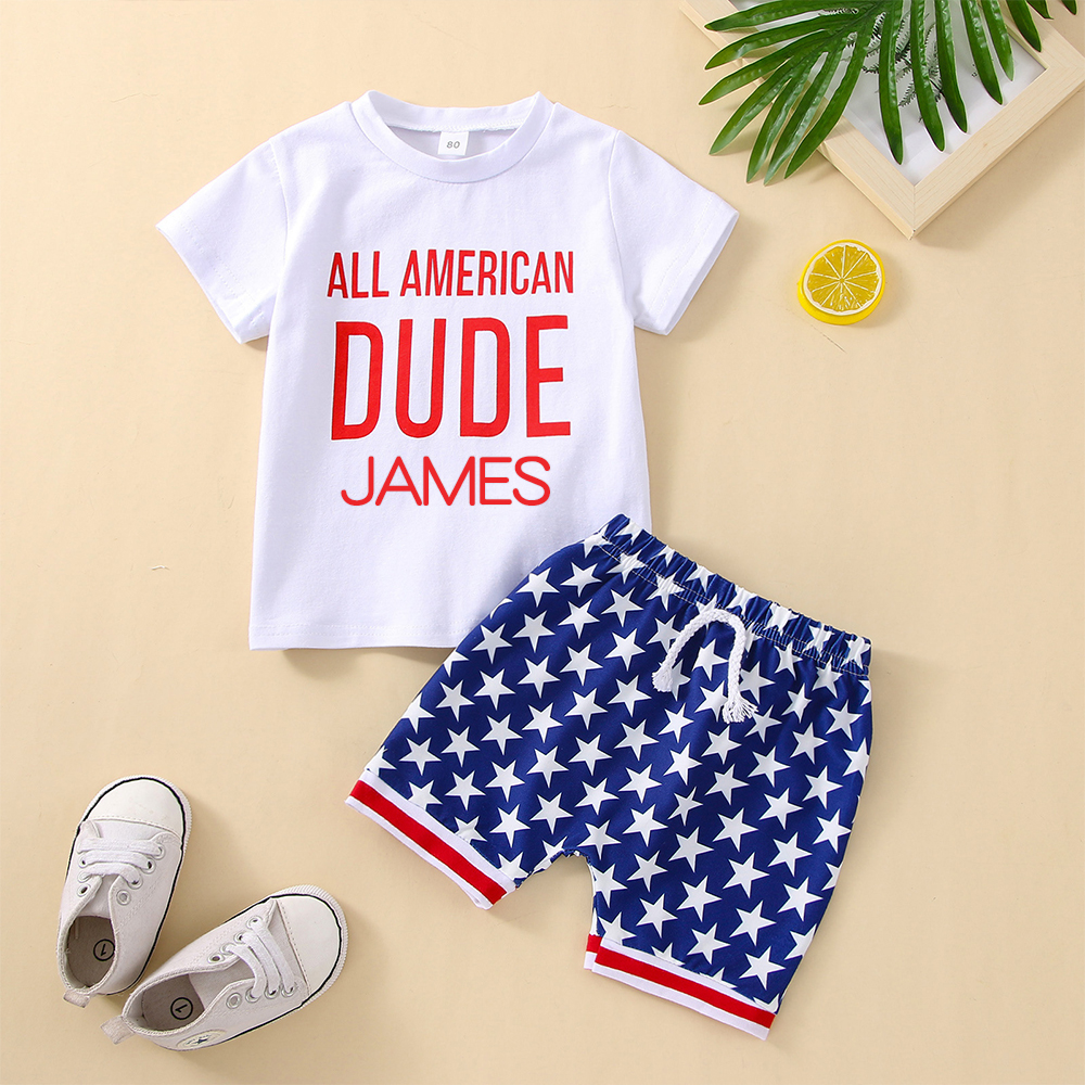 Personalized Boys The 4th Of July Shirt and Shorts Set  | CWBaby240