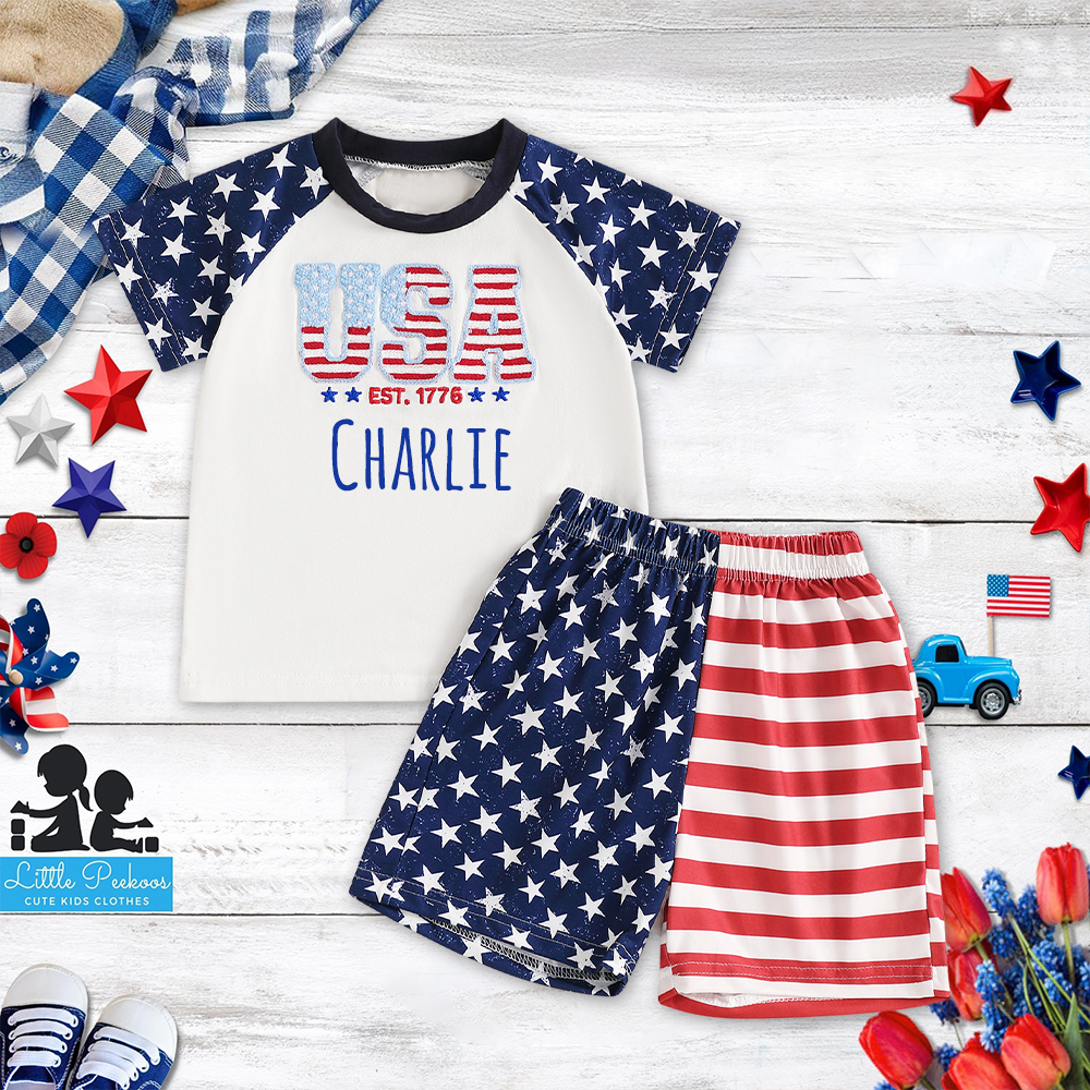 Personalized Boys The 4th Of July Shirt and Shorts Set  | CWBaby255