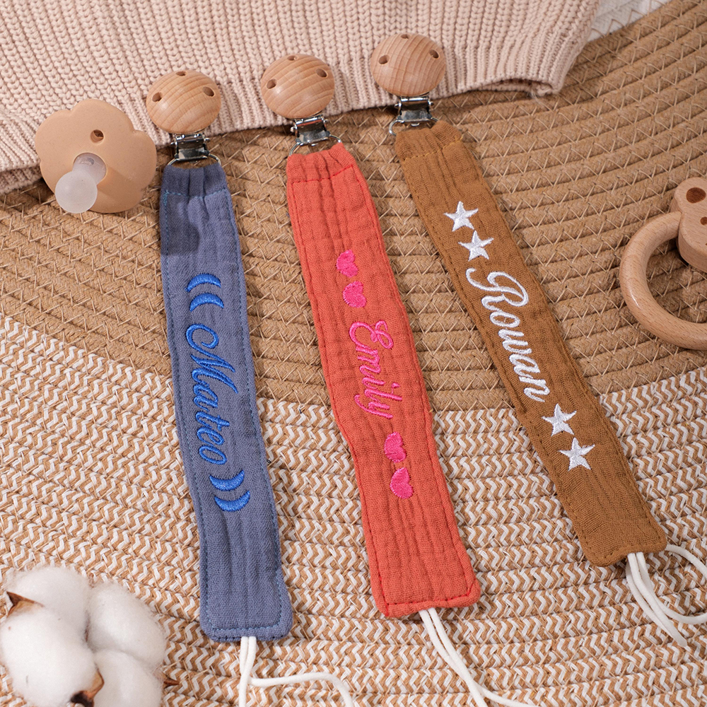 Personalized Baby Embroidered Pacifier Strap with Name | CWToy129