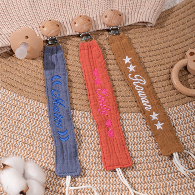 Personalized Baby Embroidered Pacifier Strap with Name | CWToy129