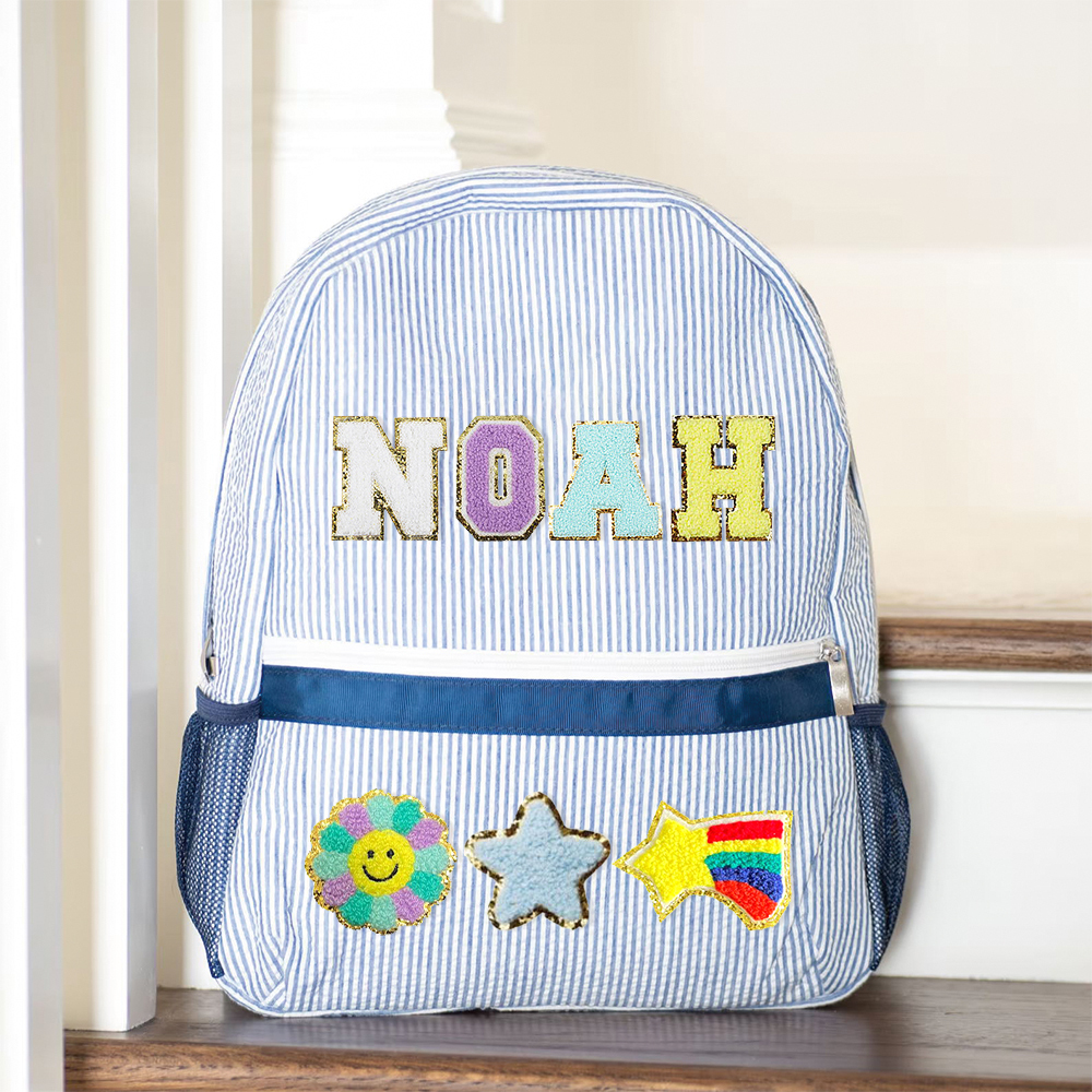 Personalized Kids Seersucker Backpack Insulation Lunch Box