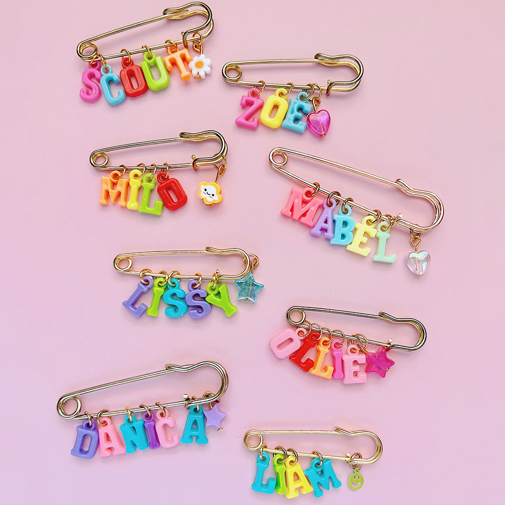 Personalized Colorful Letter Badge Safety Pin | CWToy132