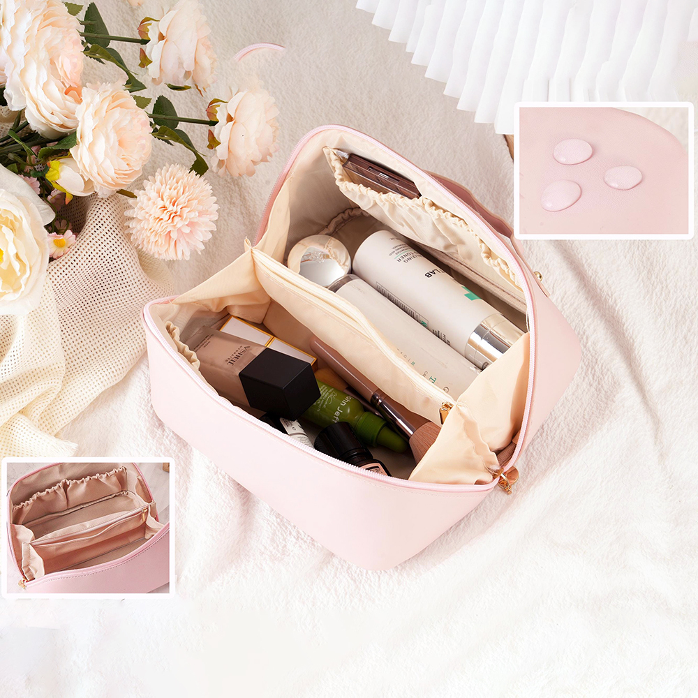 Personalized Embroidered Leather Travel Makeup Bag | CWPack298