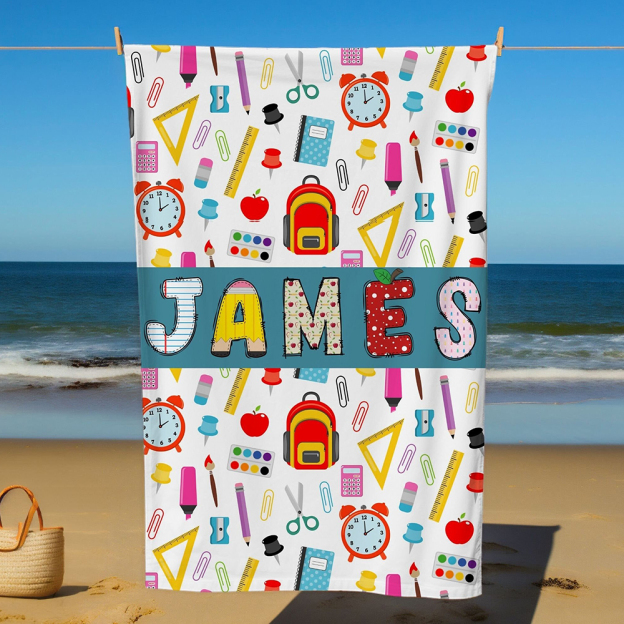 Personalized Back To School Essentials Beach Towel | CWTowel169
