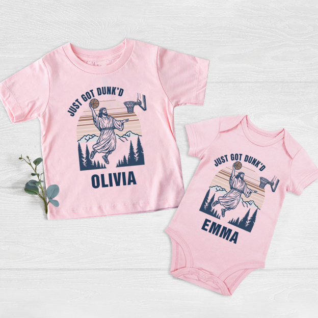 Personalized Baby Just Got Dunked Funny Baptism Shirts | CWBaby269
