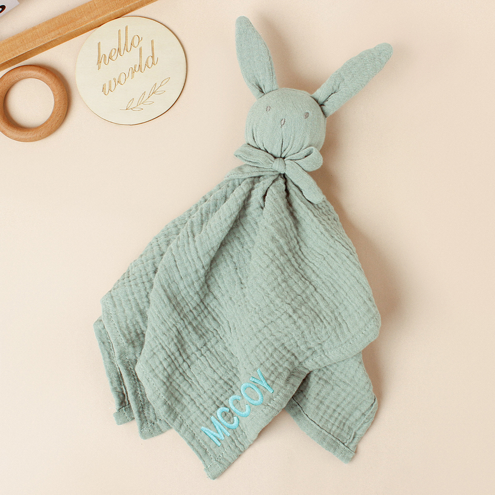 Personalized Baby Embroidery Bunny Soothing Sleep Towel | CWToy137