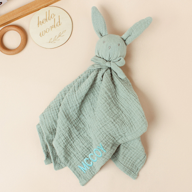 Personalized Baby Embroidery Bunny Soothing Sleep Towel | CWToy137