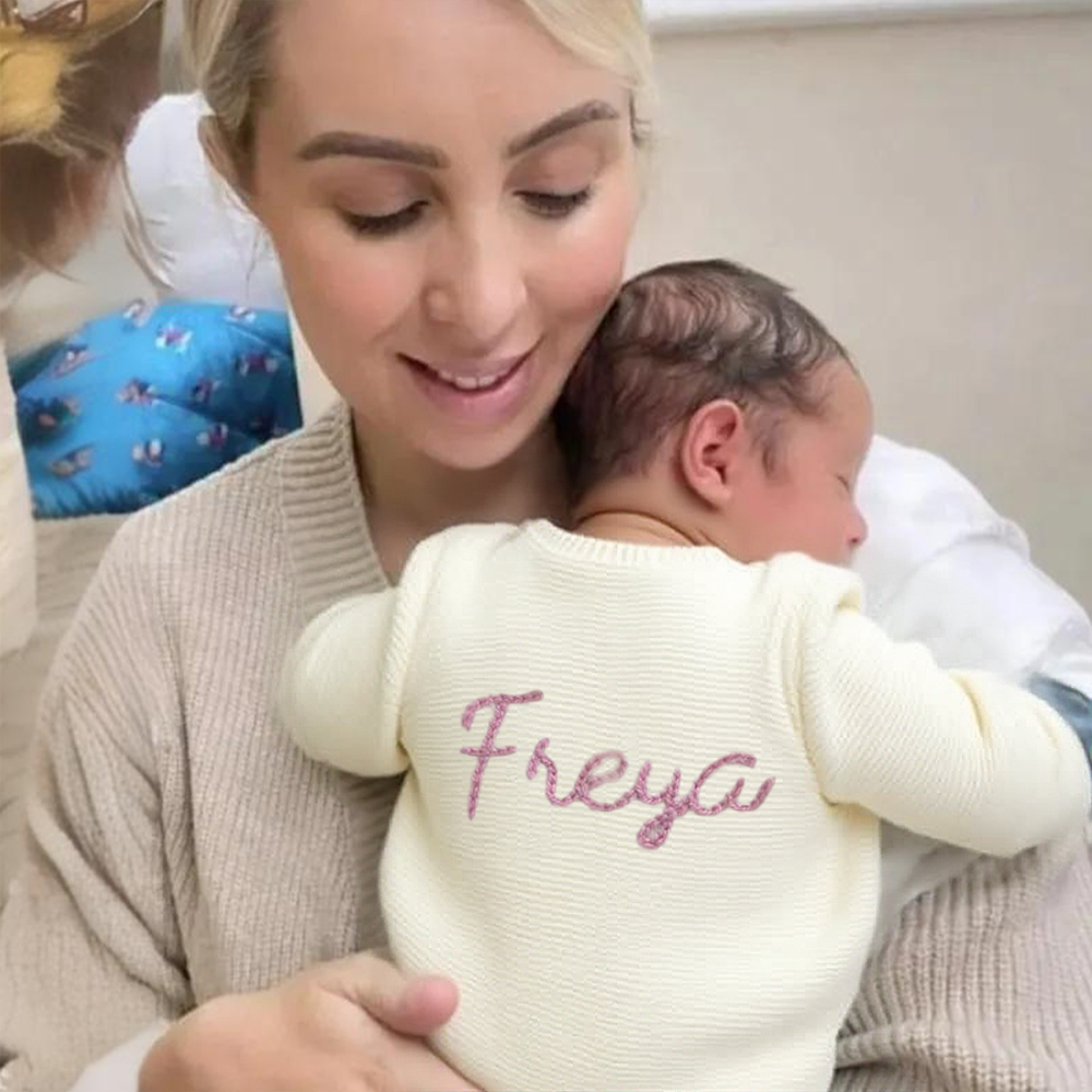 Personalized Hand Embroidered Baby Cardigan | CWBaby282