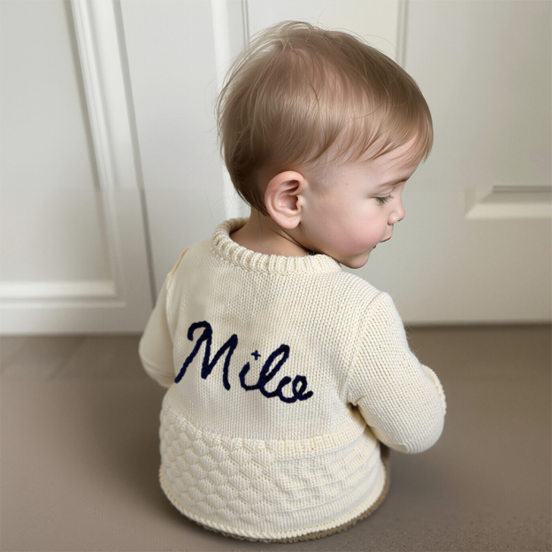 Personalized Hand Embroidered Baby Cardigan | CWBaby281
