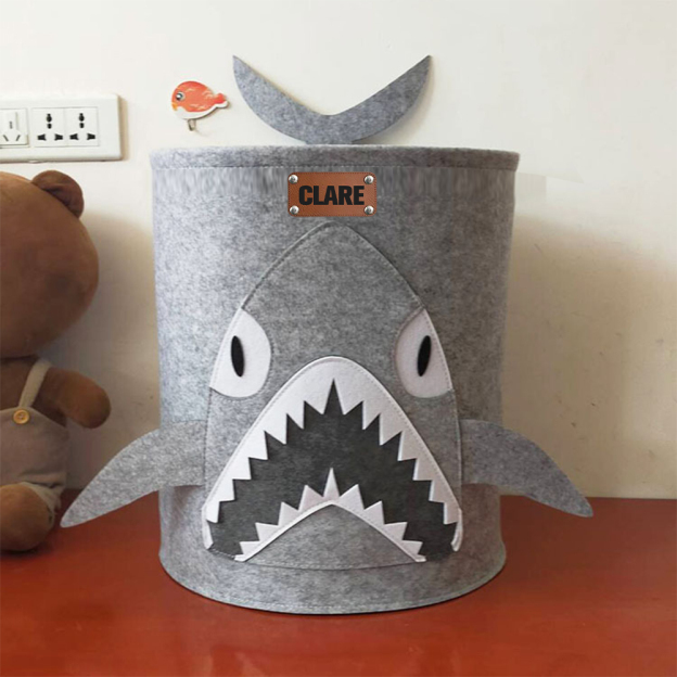 Personalized Leather patch Felt Laundry & Toy Storage Baskets | CWToy140