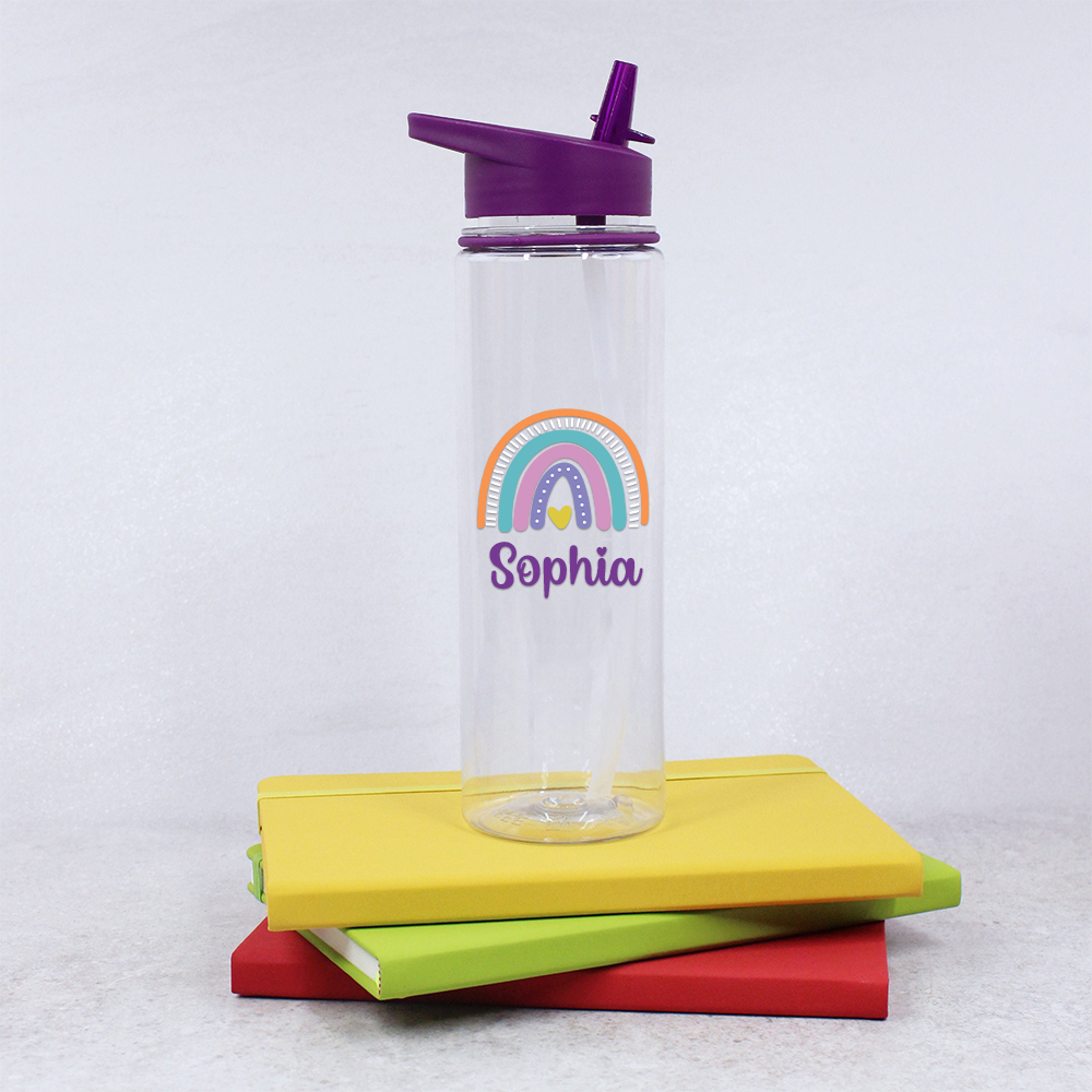 Personalised Kid Rainbow BPA Free 17oz Flip Straw Bottles | YouBottle100