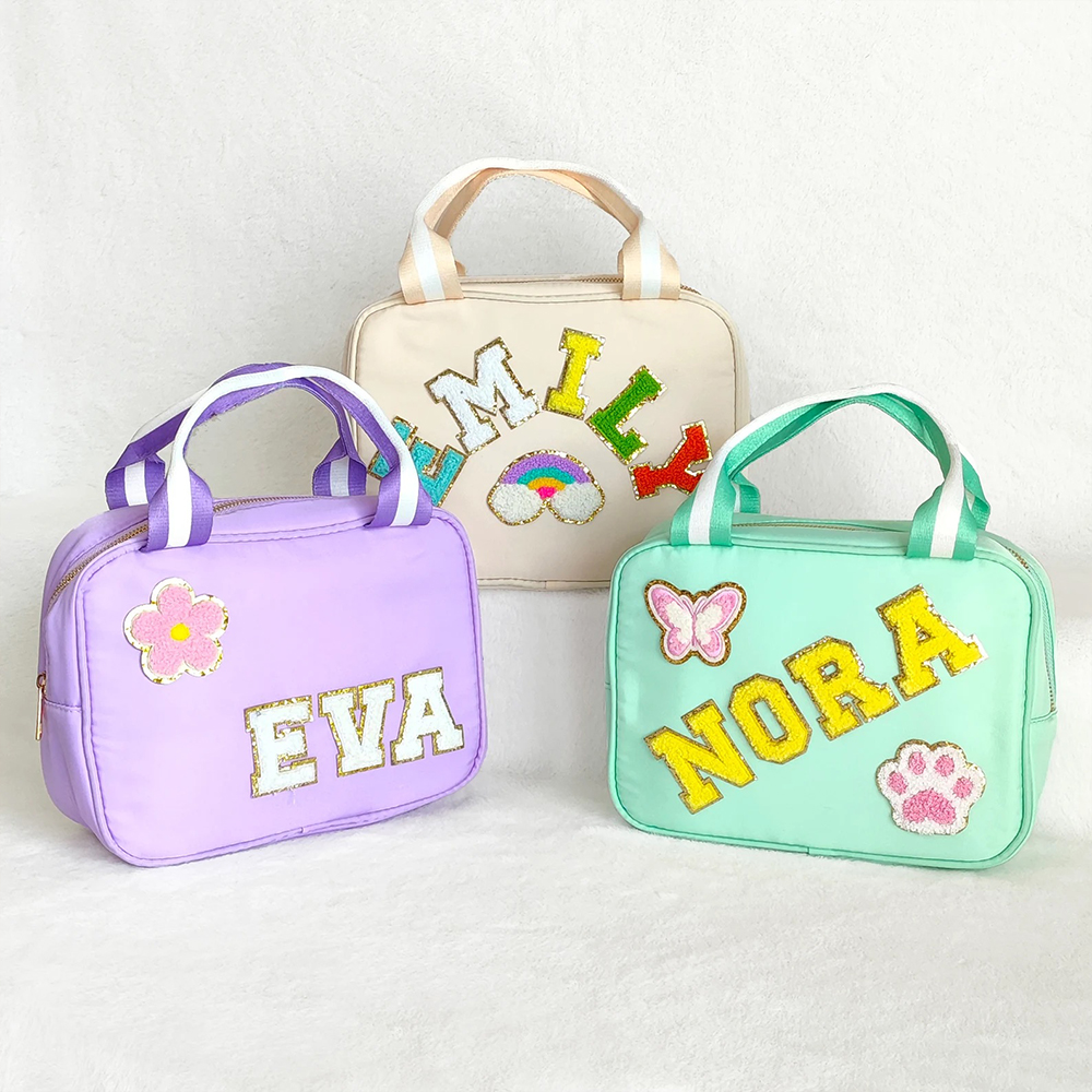 Personalized Chenille Letters Patch Kids Lunch Bag