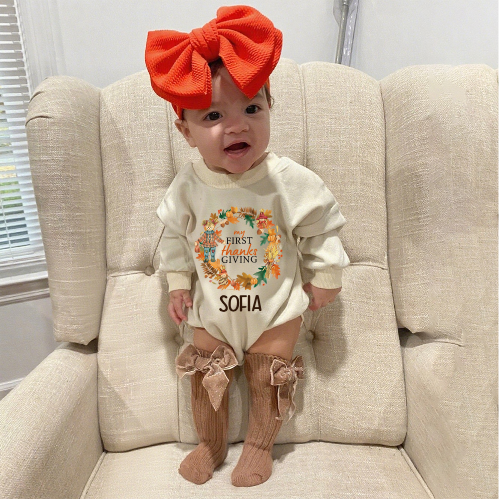 Personalized Thanksgiving Baby Girl Outfit | CWThanks01
