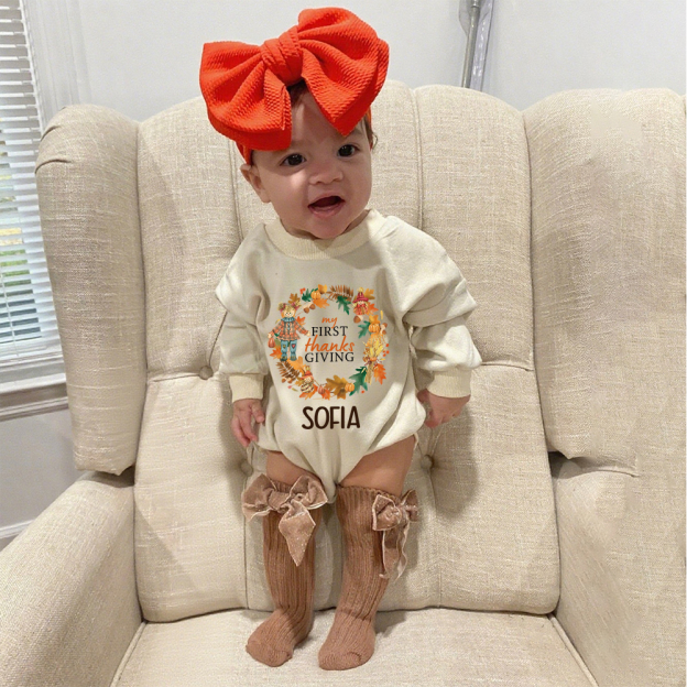 Personalized Thanksgiving Baby Girl Outfit | CWThanks01