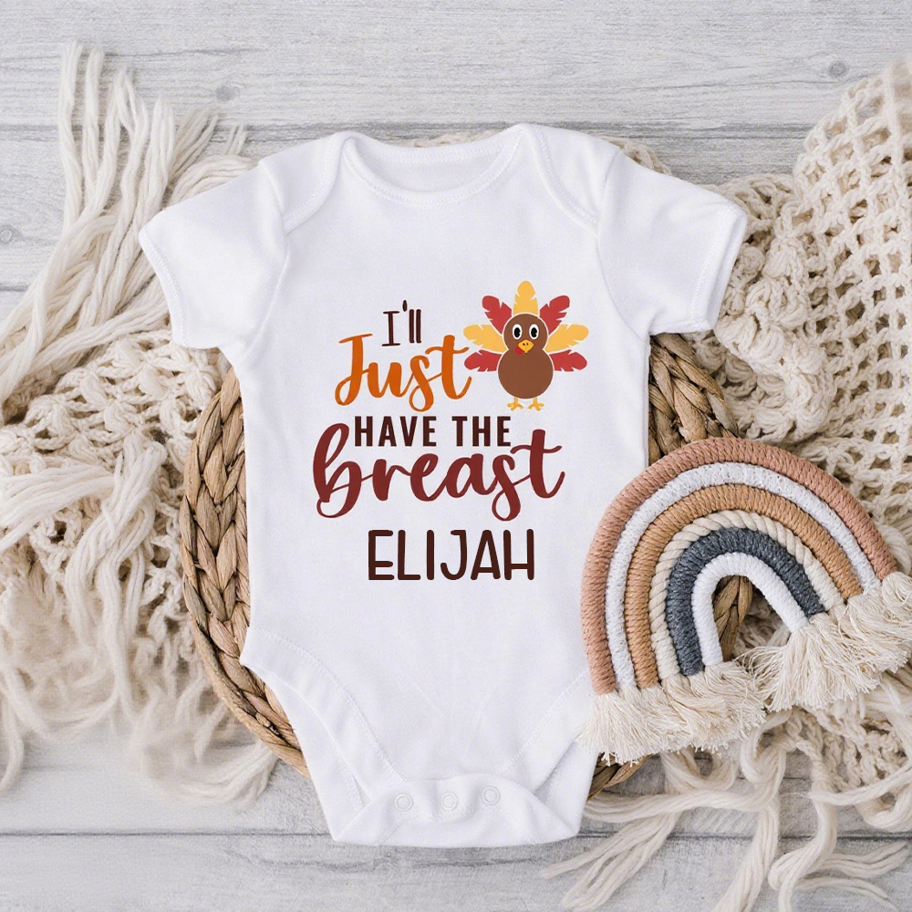 Personalized Baby Romper with Bib Set For Thanksgiving Party | CWThanks03