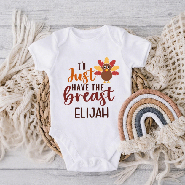 Personalized Baby Romper with Bib Set For Thanksgiving Party | CWThanks03