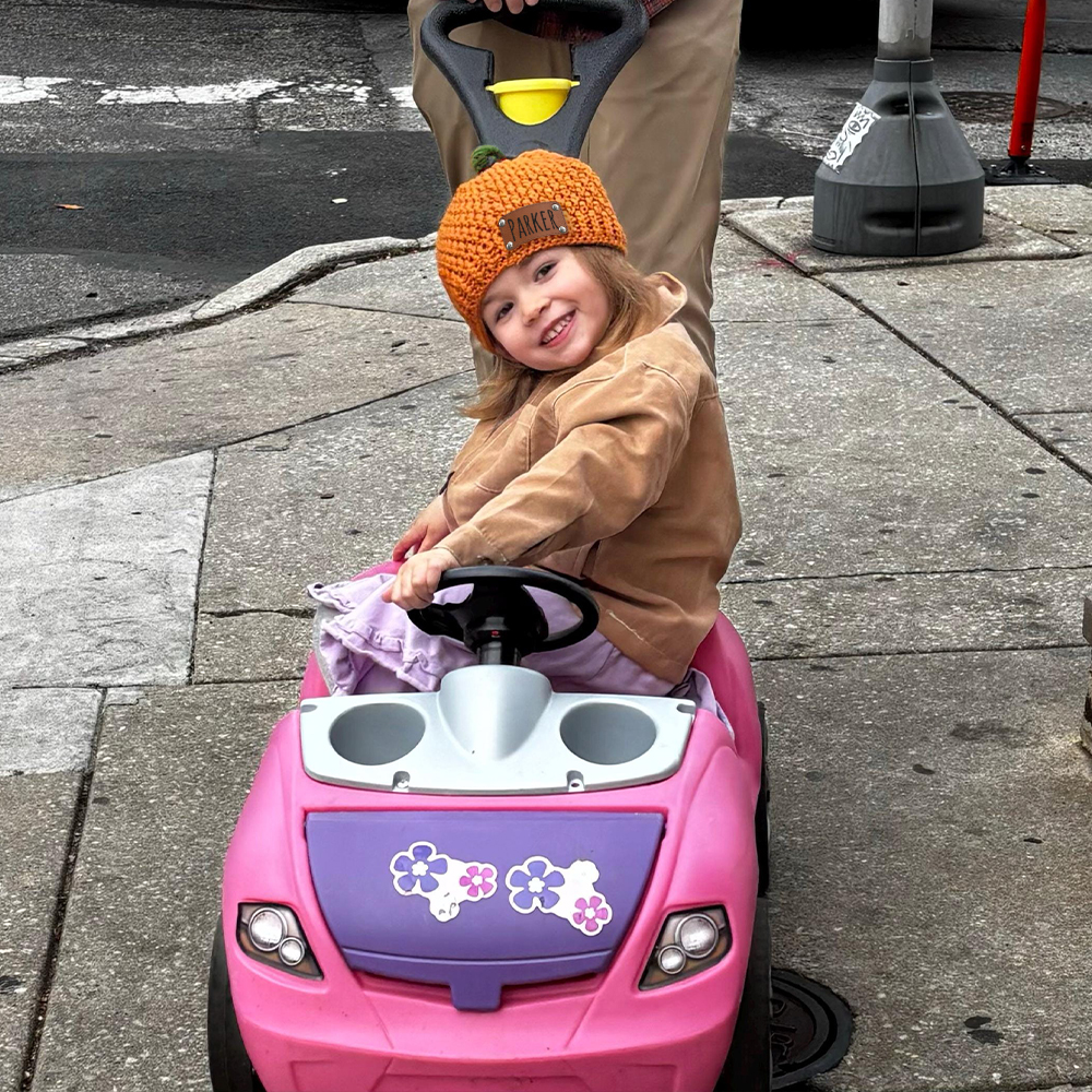 Personalized Leather Patch Pumpkin Wool Beanie | CWHalloween72