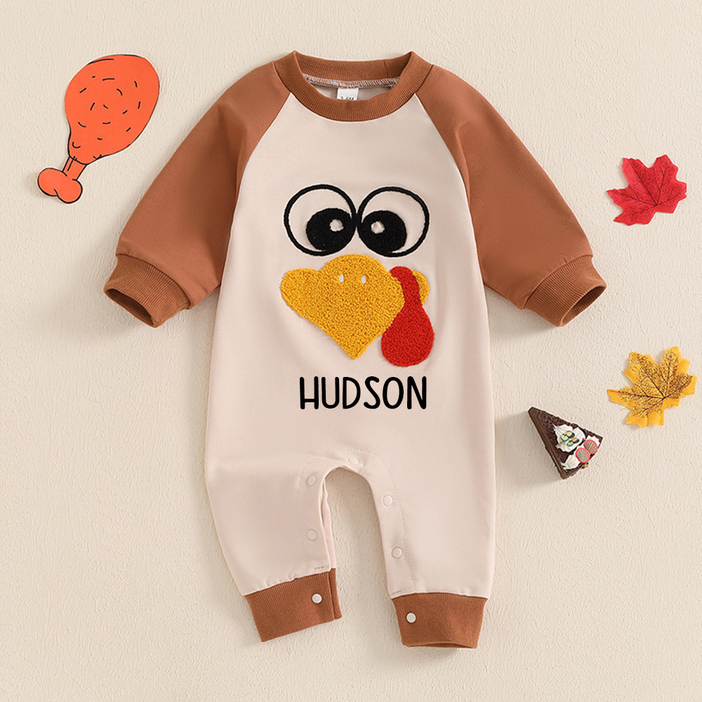 Personalized Baby Lovely Thanksgiving Turkey Romper | CWThanks04