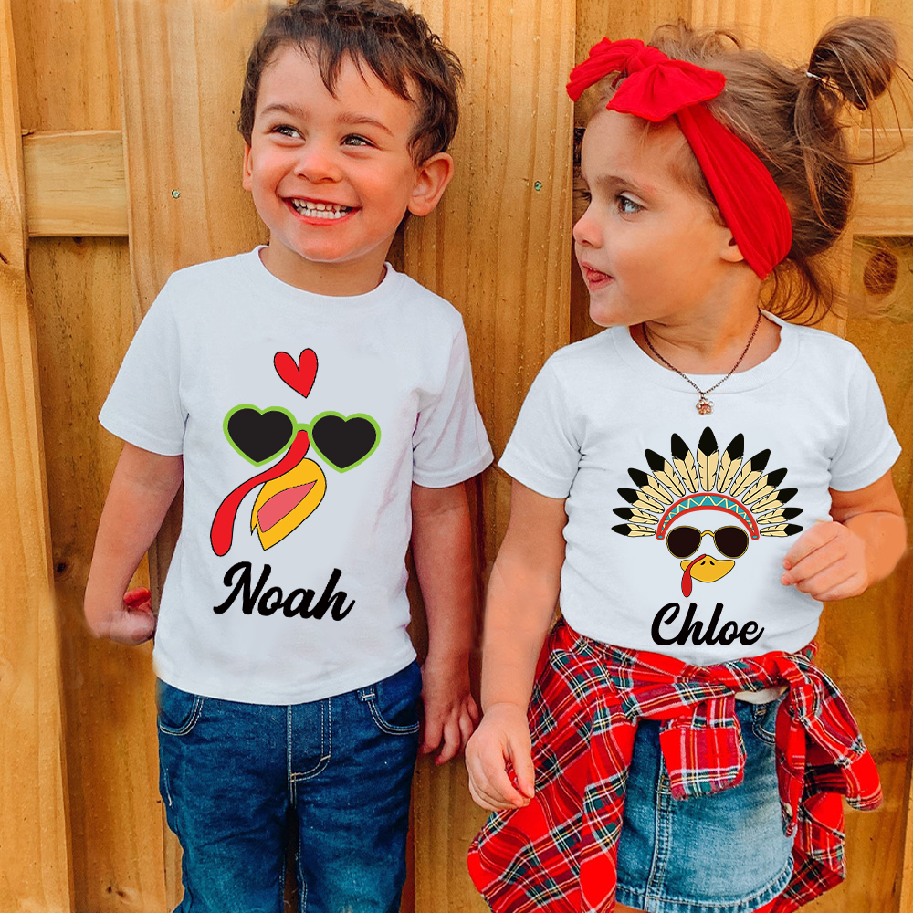 Personalized Funny Turkey Face Family Matching Shirt | CWThanks07