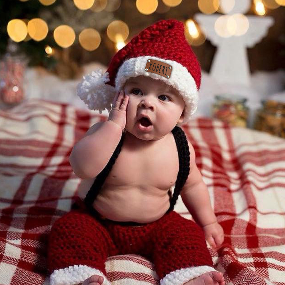 Personalized Leather Patch Christmas Santa Hat | MCGift115