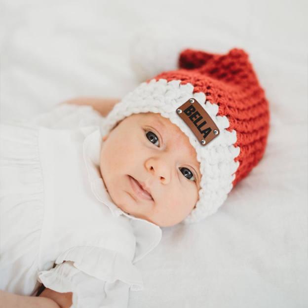 Personalized Leather Patch Christmas Santa Hat | MCGift116