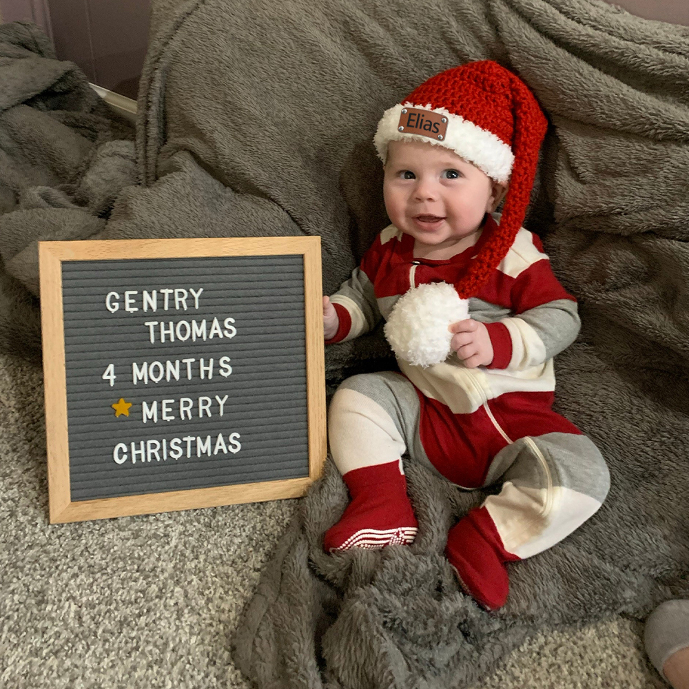 Personalized Leather Patch Christmas Santa Hat | MCGift65