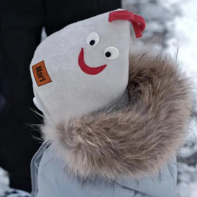 Personalized Leather Patch Wool Rooster Balaclava Hats | HSKid59