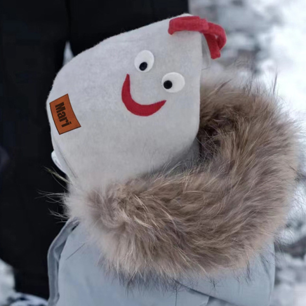 Personalized Leather Patch Wool Rooster Balaclava Hats | HSKid59