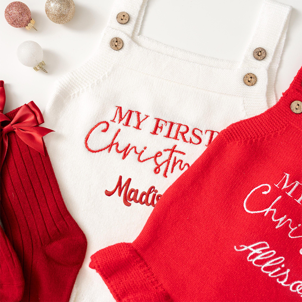 Personalized My First Christmas Baby Romper Set | MCGift137