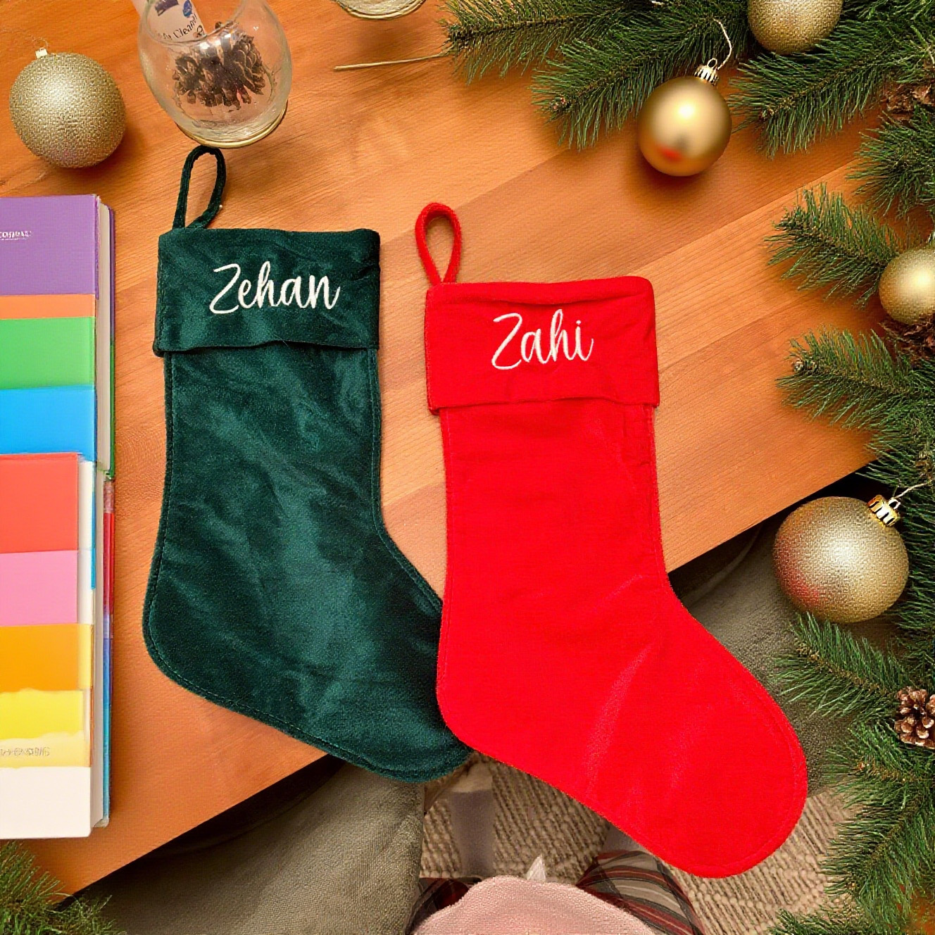 Personalized Velvet Christmas Stocking with Family Name | MCGift145