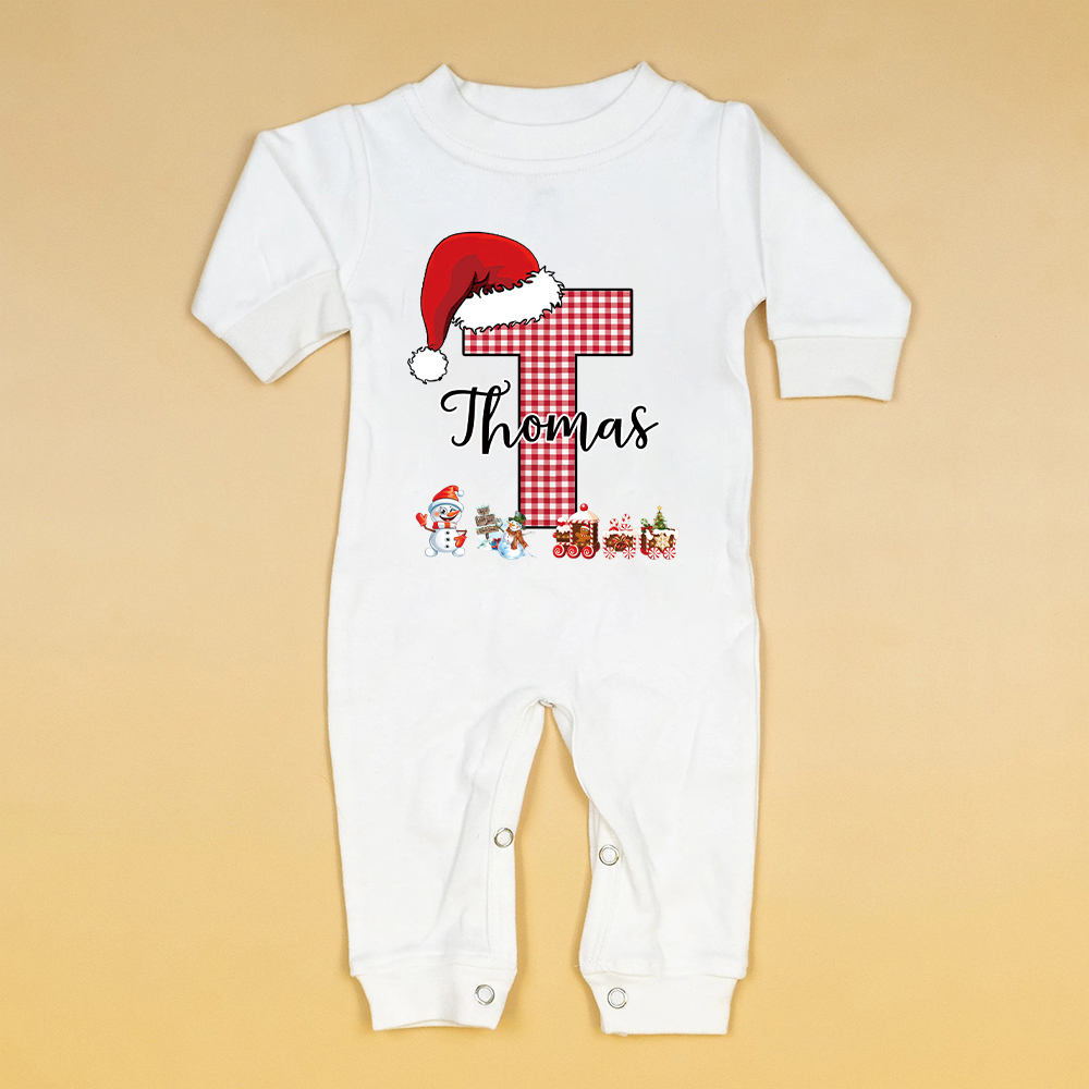 Personalized Baby 1st Christmas Ropmer and Hat Set | MCGift134